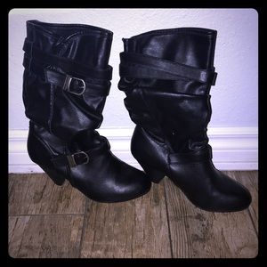 Black slip on boots